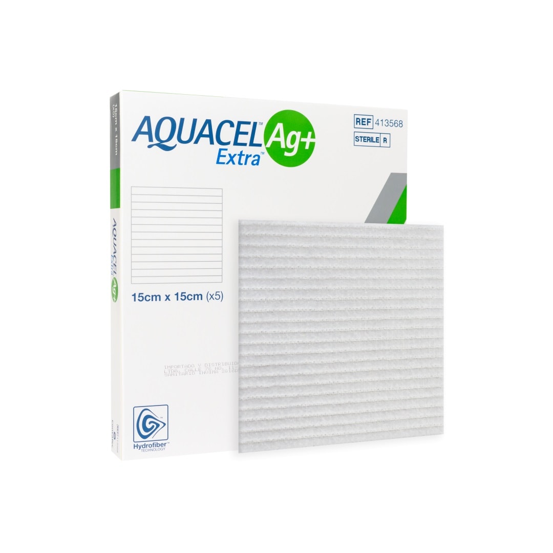 Apósito de Hidrofibra Aquacel Ag+ Extra 15x15 cm - ConvaTec